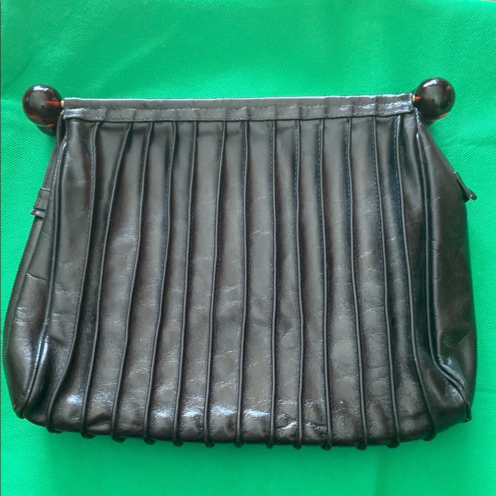 Vintage Black Pleated Handbag. Made in Italy for Bloomingdales
